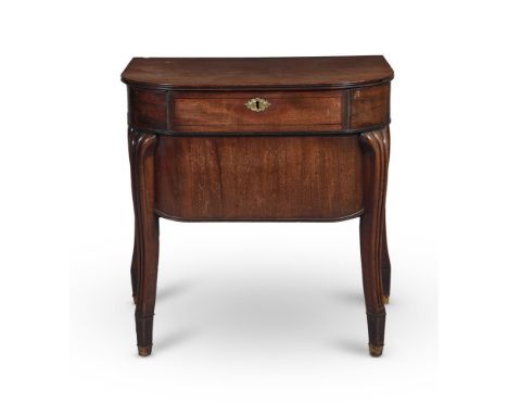 Y A Regency mahogany side table, circa 1815, of compact proportions, the hinged lid opening to a vacant interior possibly for