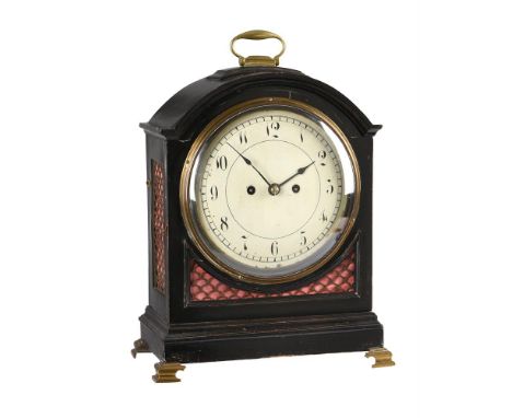 A Regency ebonised quarter striking bracket clock, unsigned, circa 1810, the five pillar twin fusee movement with anchor esca