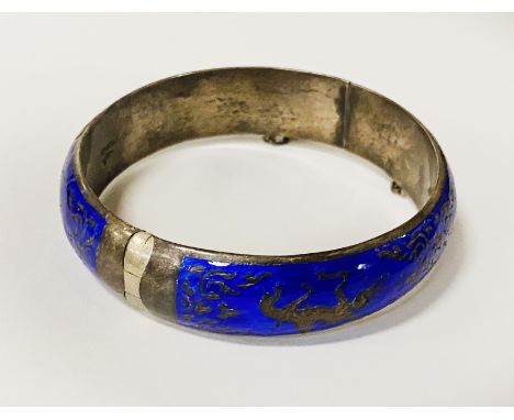 SIAM STERLING SILVER BLUE ENAMEL BANGLE 31.4 GRAMS APPROX