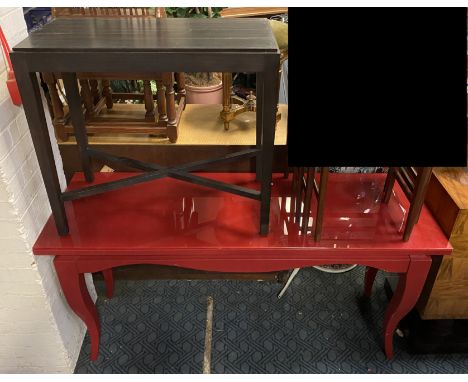 RED CONSOLE TABLE &amp; SIDE TABLE