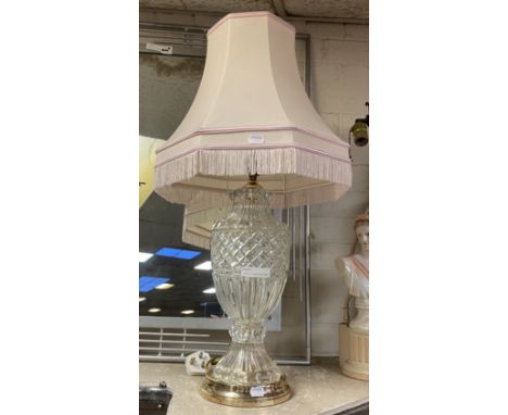 LARGE CUT GLASS TABLE LAMP - 70CMS (H) INC SHADE