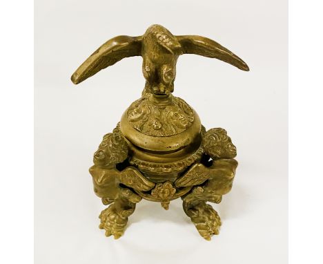 BRONZE NEOCLASSICAL EAGLE INKWELL - GERMAN - 16CMS (H) APPROX