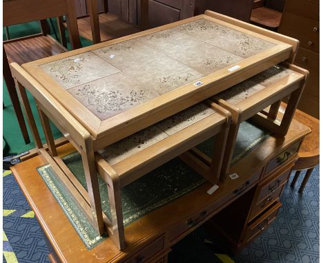 MID CENTURY TILE TOP NEST OF TABLES