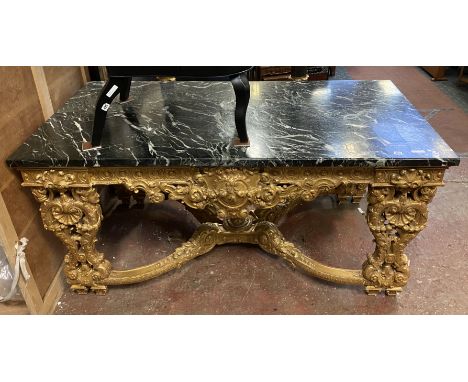 LARGE GILT &amp; MARBLE CONSOLE TABLE