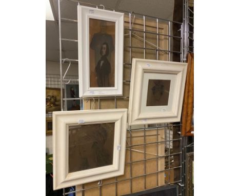 THREE PORTRAITS (EARLY XX CENTURY) LITHOGRAPH ON PAPER 13XM X 13CM, 27CM X 12 &amp; 19CM X 19