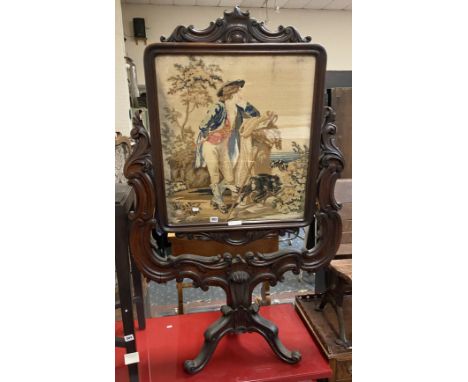 VICTORIAN TAPESTRY ON STAND