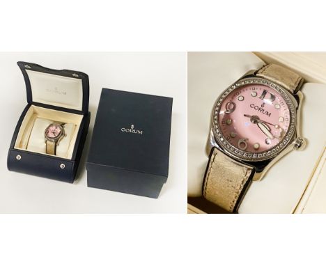 CORUM PINK BUBBLE LADIES WATCH IN ORIGINAL BOX &amp; PAPERWORK 