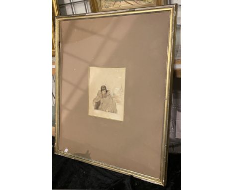 SIR DAVID WILKIE (1785 - 1841) PORTRAIT OF A LADY - WATERCOLOUR SKETCH VIALLAGE FESTIVAL 19.5CMS X 15CM