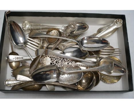 A set of six George III silver Old English pattern dessert spoons, Soloman Hougham,  London 1802, a set of six later silver t