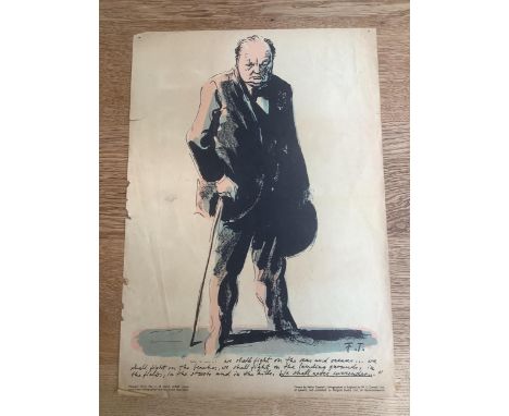Feliks Topolski RA (Polis, 1907-1989), lithograph, Sir Winston Churchill, Penguin Print No.1, 40.5 x 29cm, unframed. Conditio