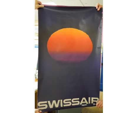 Three 1960s/70s vintage Swiss Air advertising travel posters printed in Switzerland Imago Zurich Bingler, etc, 102cm x 64cm. 