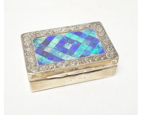 An Edwardian silver and black opal section set minaudiere?, marks rubbed, 73mm. Condition - poor