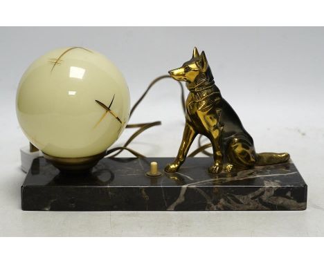 An Art Deco style ‘Alsatian’ lamp, signed Tedd, 24.5cm