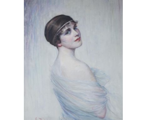 V. De Rudwulf, oil on canvas, Portrait of a lady, signed, 72 x 58cm. Condition - good Small dis-coloured patch at right edge;