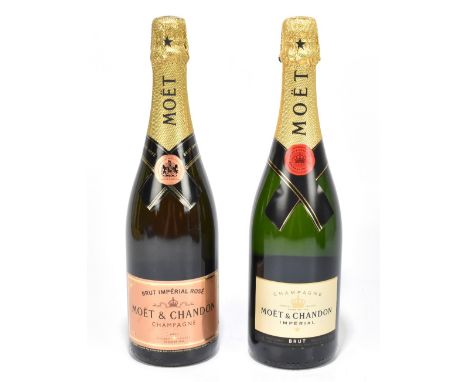 CHAMPAGNE; two bottles of Moet &amp; Chandon comprising Brut Imperial Rose and Imperial Brut, 750ml, 12% (2).Additional Infor