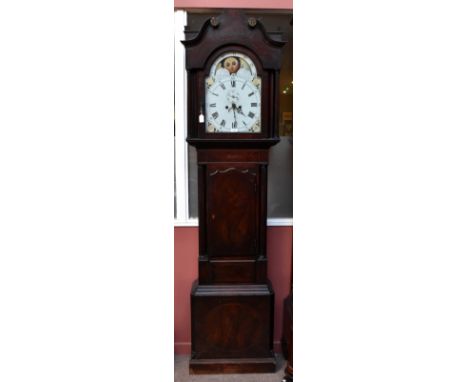 A 19th century mahogany cased longcase clock, with painted dial set with Roman numerals, height 236cm.