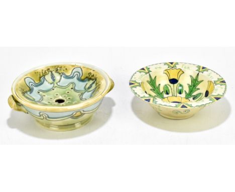 A Della Robbia inspired floral painted bowl, inscribed 'God Save the King', with painted monogrammed initials and further mar