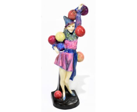 LESLIE HARRADINE FOR ROYAL DOULTON; a figure, HN1335 'Folly' (Balloons), rare colourway, introduced 1929, withdrawn by 1938, 