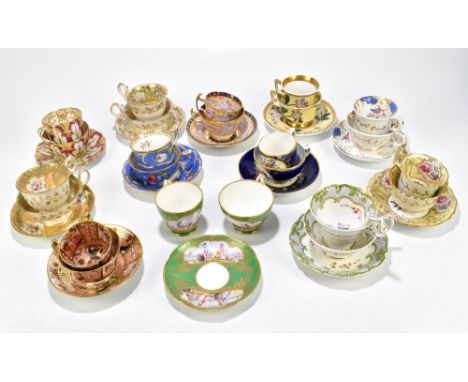 A collection of twelve 19th century English porcelain trios, to include Spode, Daniel, Ridgeway, Coalport and Minton and an u