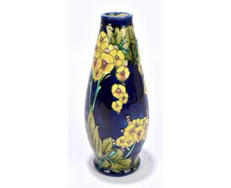 MINTON; a 'Secessionist Range' vase of tapering with floral decoration on a turquoise ground, printed mark to the underside, 