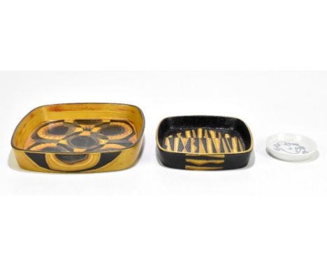 ROYAL COPENHAGEN; a faïenceware bowl with stylised decoration, width 22.5cm, together with a similar example by Nils Thorsson