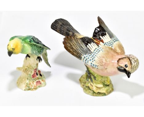 BESWICK; two bird figures comprising jay, 1219, and parakeet, 930 (2).Additional InformationLight glaze crazing to each but g