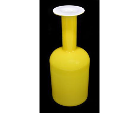 OTTO BRAUER FOR HOLMEGAARD; an Art Glass Gulvase decorated in a yellow colourway with opaque interior, height 36.5cm.Addition