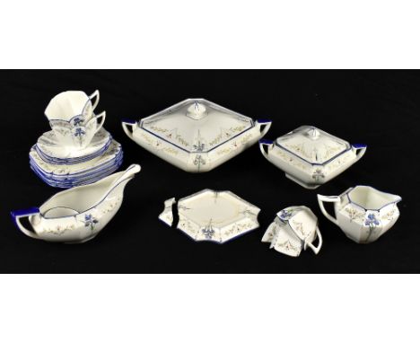 SHELLEY; a Queen Anne shaped part tea and dinner service, pattern 11561, comprising tureen and cover, sauce ladle, sauce ture