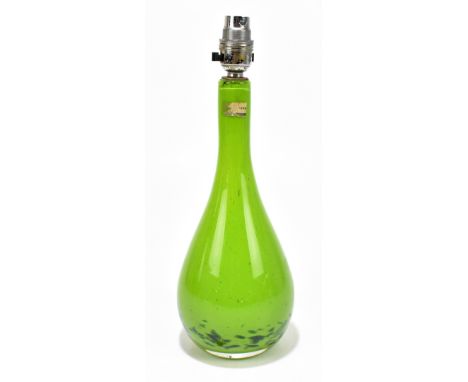 STRATHEARN a contemporary Scottish glass lamp of baluster form with internal mottled detail to the body on a green ground, re