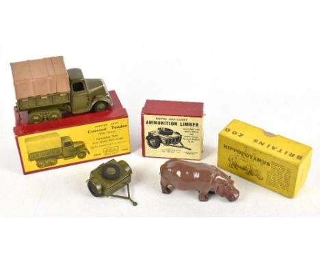 BRITAINS; a boxed British Army Covered Tender No.1433, with a No.1726 Royal Artillery Ammunition Limber, and a No.905 Hippopo