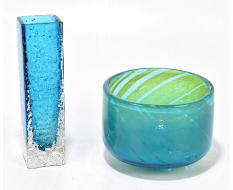 GEOFFREY BAXTER FOR WHITEFRIARS; a Nailhead vase decorated in the Kingfisher blue colourway, height 17cm, together with a Mdi