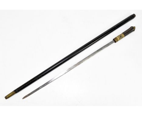 An ebonised sword stick with carved bone detail, length 93cm.Additional InformationBlade with some light rusting and tarnishi