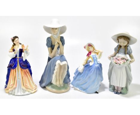 ROYAL DOULTON; two figures comprising 'Shakespeare Ladies, Desdemona', HN3676, No. 1377/5000, and 'Autumn Breezes', HN3736, a