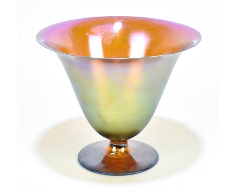 IN THE MANNER OF WMF IKORA; a footed bowl with flared rim, decorated with a crackled lustre body, height 13cm.Additional Info
