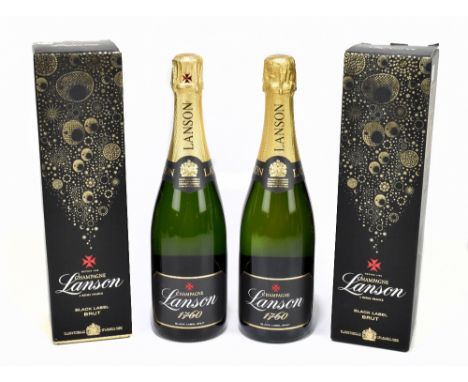 CHAMPAGNE; two bottles of Lanson Champagne Black Label Brut, 750ml, 12.5%, in cardboard cartons.Additional InformationPresent
