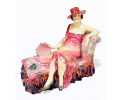LESLIE HARRADINE FOR ROYAL DOULTON; a figure, HN1419 'Dulcinea' (rarer colourway), introduced 1929, withdrawn by 1938, length