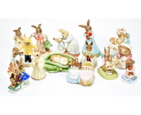 ROYAL DOULTON; a collection of ten Bunnykins figures including 'Mother and Baby Bunnykins', 'Billie &amp; Buntie Bunnykins', 