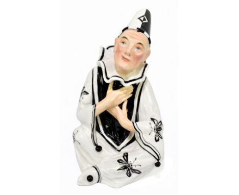 CHARLES JOHN NOKE FOR ROYAL DOULTON; a rare figure, HN307 'Sentimental Pierrot', (moths and butterflies), introduced 1918, wi