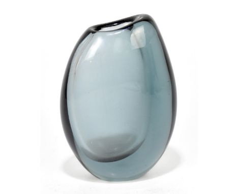 VICKE LINDSTRAND FOR KOSTA; a contemporary glass vase finished in a smoky grey colourway, signed and number 1608 to the under