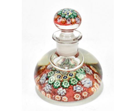 A Scottish glass inkwell in the manner of Monart, &nbsp;with millefiori decoration, height 11.5cm.Additional InformationLight
