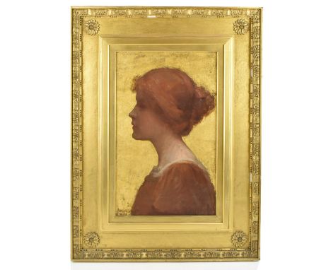 FLORENCE VERIC HARDY SMALL (1860-1933); oil on canvas, profile portrait of a young woman, signed and indistinctly dated, 54 x