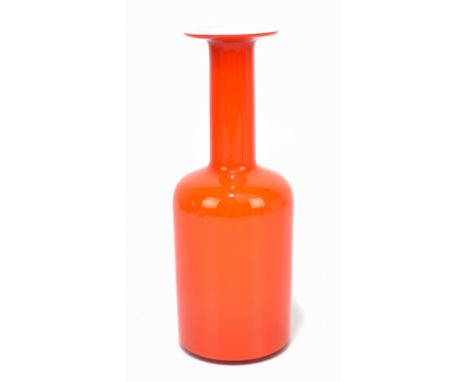 OTTO BRAUER FOR HOLMEGAARD; a Gulvase, red outer body with opaque interior, height 25.5cm.Additional InformationLight base an