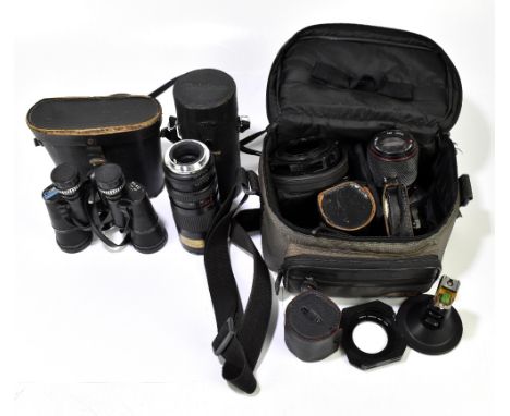 PENTAX; a ME Super camera together with an assortment of lenses and accessories, also a further Tokina lens 75-260mm and a pa