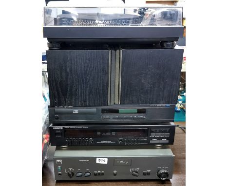 A separates Hi Fi system with Sound lab deck, Mordaunt-Short speakers, Cambridge audio disk player, Kenwood graphic equalizer