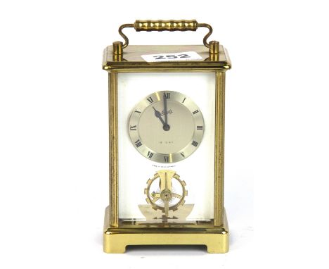 A Schatz gilt brass contemporary carriage clock, H. 14cm.