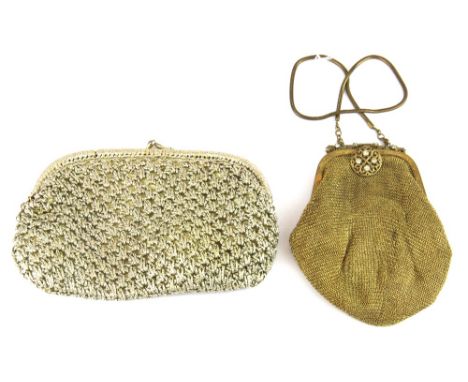 A 1920's gilt chain mail purse and a further evening bag.