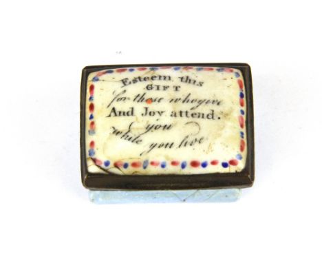 An 18th/ early 19th Century enamelled patch box, 4 x 3 x 2.5cm.