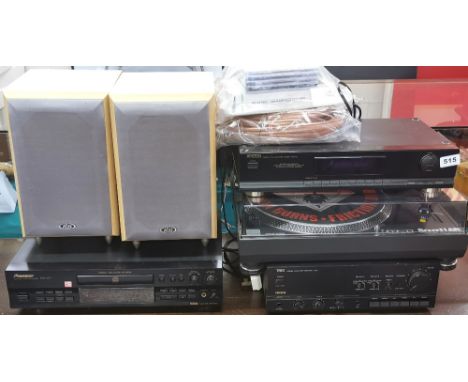 A separates Hi Fi system of Sound lab deck, Ariston tuner, Trio amplifier, Pioneer CD player and Eltax speakers