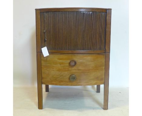 A Georgian mahogany bedside commode, with tambour front, H.77 W.53 D.47cm 