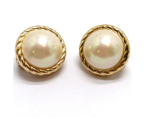 Christian Dior gold tone mock pearl clip-on earrings (2cm diameter) - SOLD ON BEHALF OF THE NEW BREAST CANCER UNIT APPEAL YEO